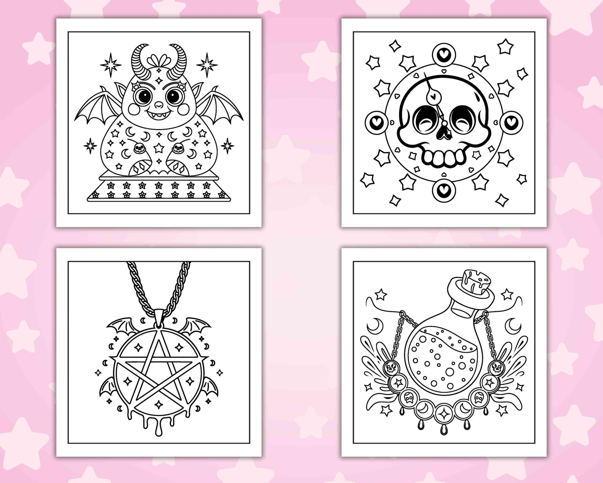 82 Bold and Easy Creepy Kawaii Coloring Pages - RASPIEE