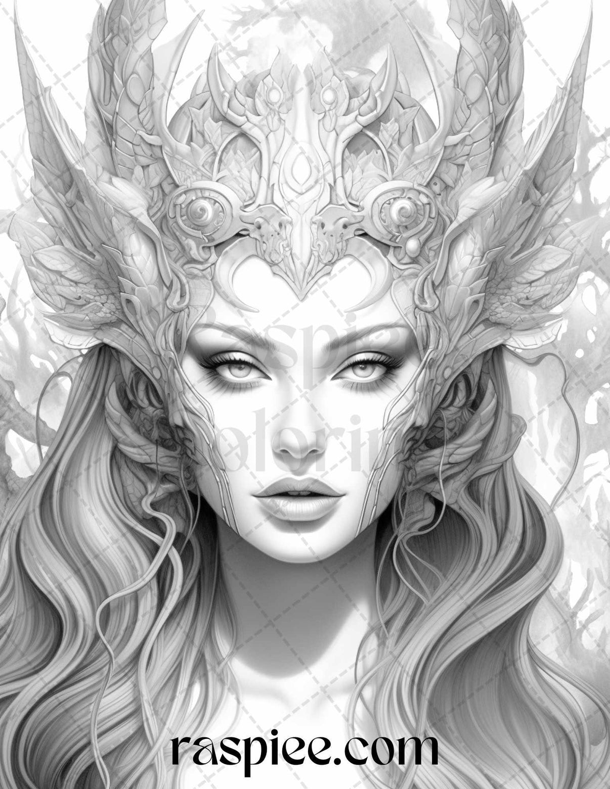 40 Dark Evil Fairy Grayscale Coloring Pages Printable for Adults, PDF