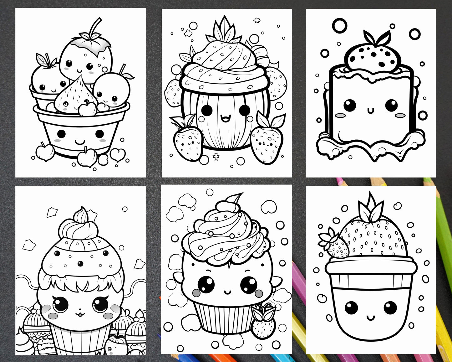 200 Kawaii Food Coloring Pages for Kids