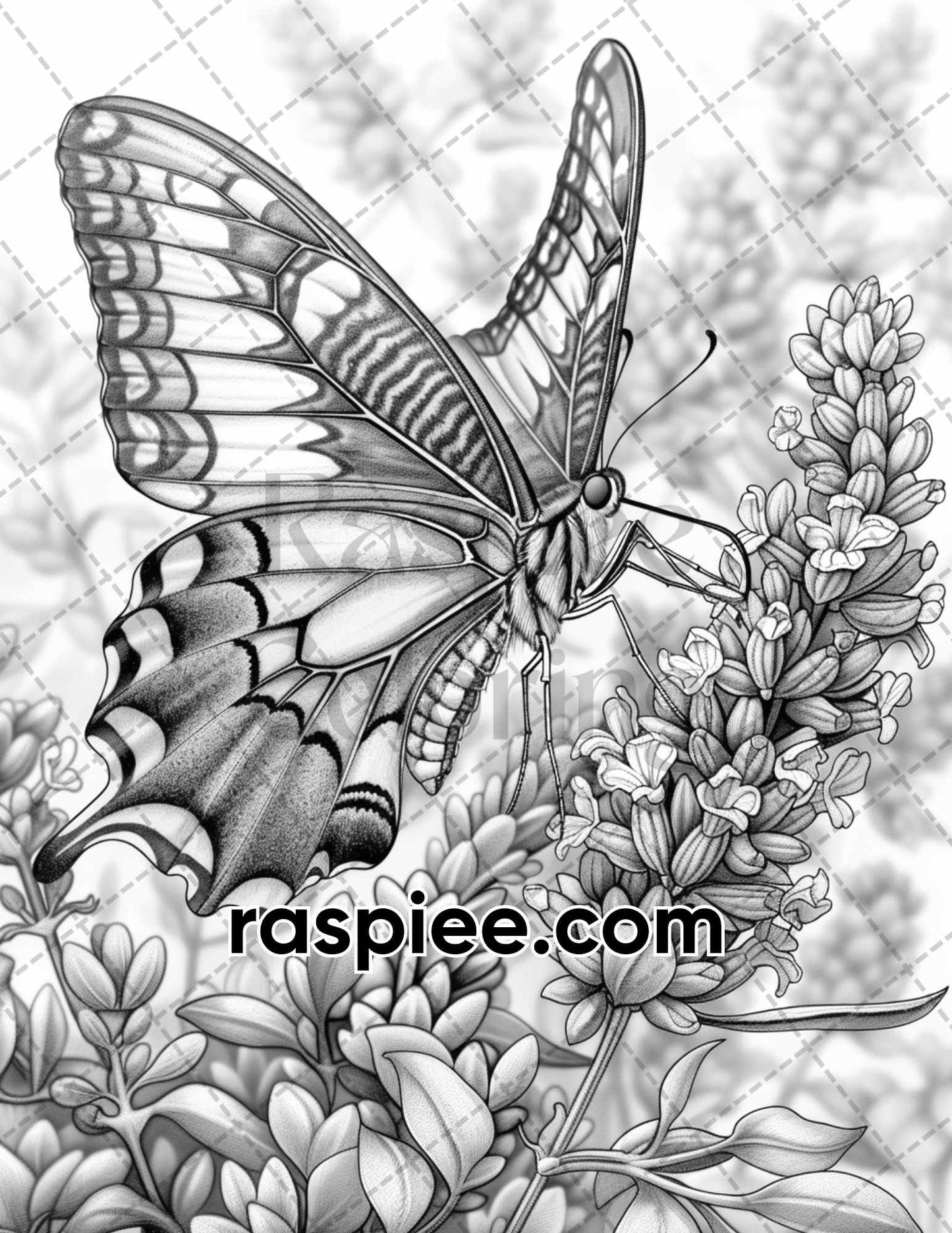 77 Butterflies and Moths Grayscale Adult Coloring Pages, Printable PDF Instant Download - RASPIEE