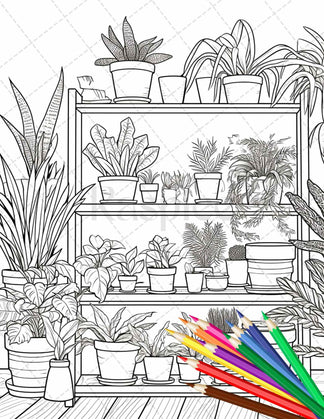 38 Indoor Houseplants Coloring Pages Printable for Adults, Grayscale C ...