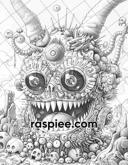 adult coloring pages, adult coloring sheets, adult coloring book pdf, adult coloring book printable, grayscale coloring pages, grayscale coloring books, grayscale illustration, surreal creatures adult coloring pages, surreal creatures coloring book
