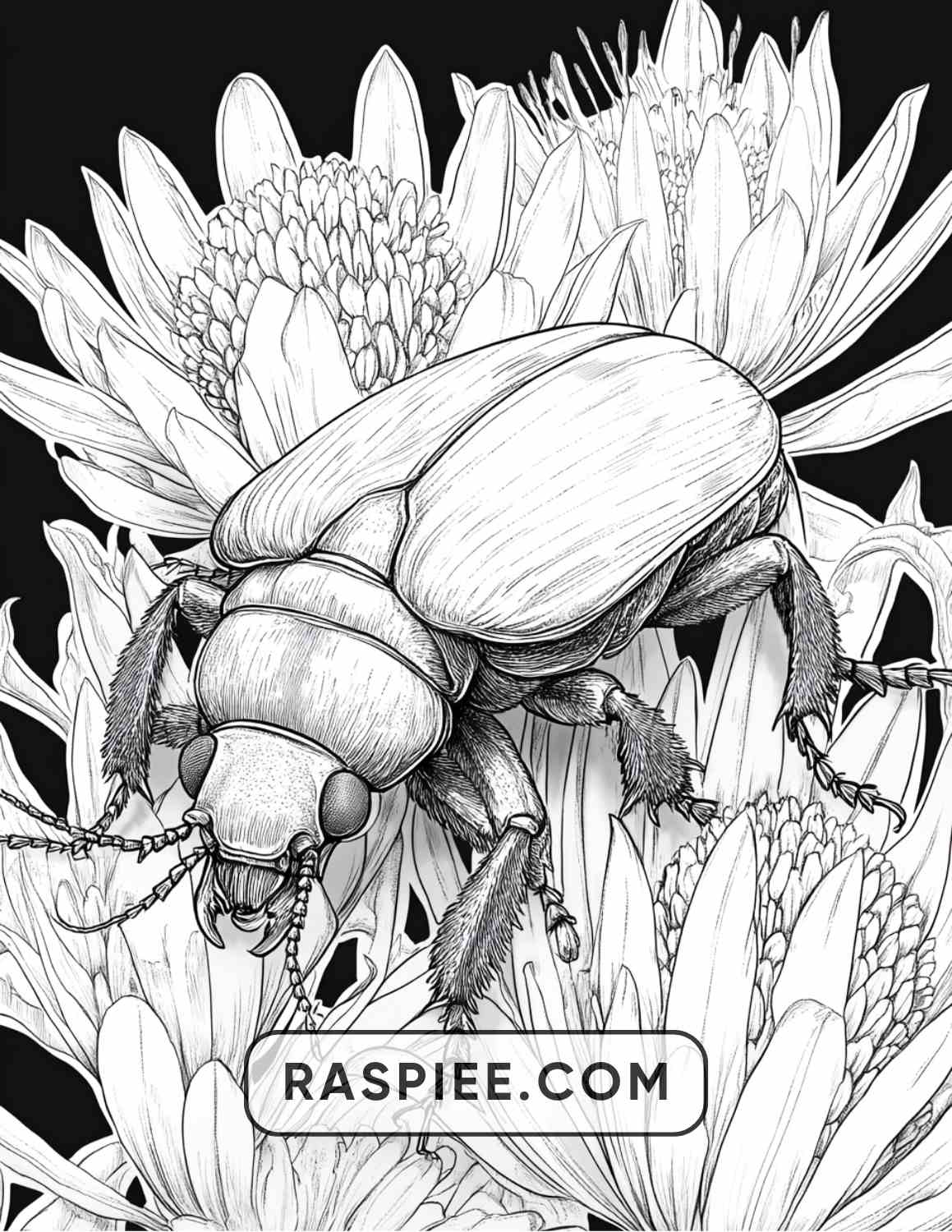 Insects and Flowers Adult Coloring Pages - RASPIEE