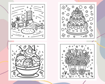 90 Bold and Easy Stress Relief Coloring Pages Printable PDF Instant Download - RASPIEE