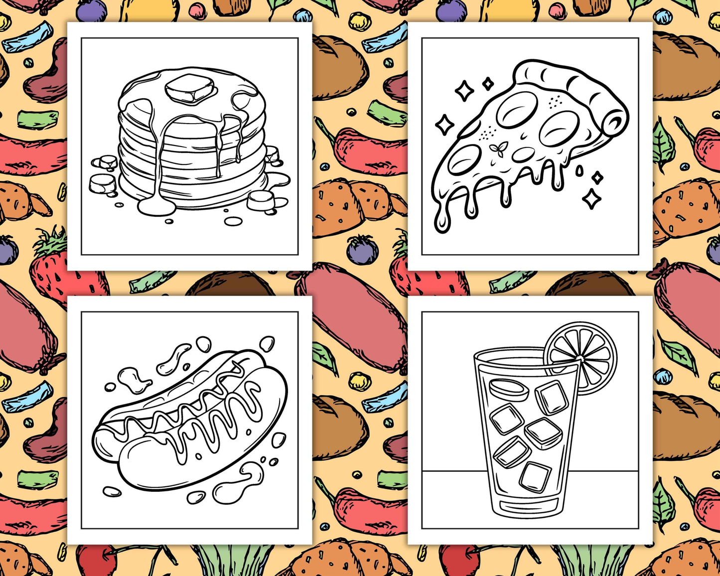 96 Food & Snacks Coloring Pages Bold & Easy Printable - RASPIEE