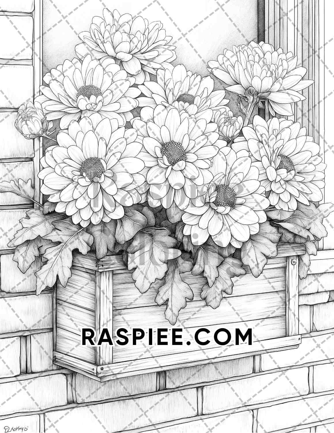 Fall Flowers Adult Coloring Pages Printable PDF Instant Download - RASPIEE