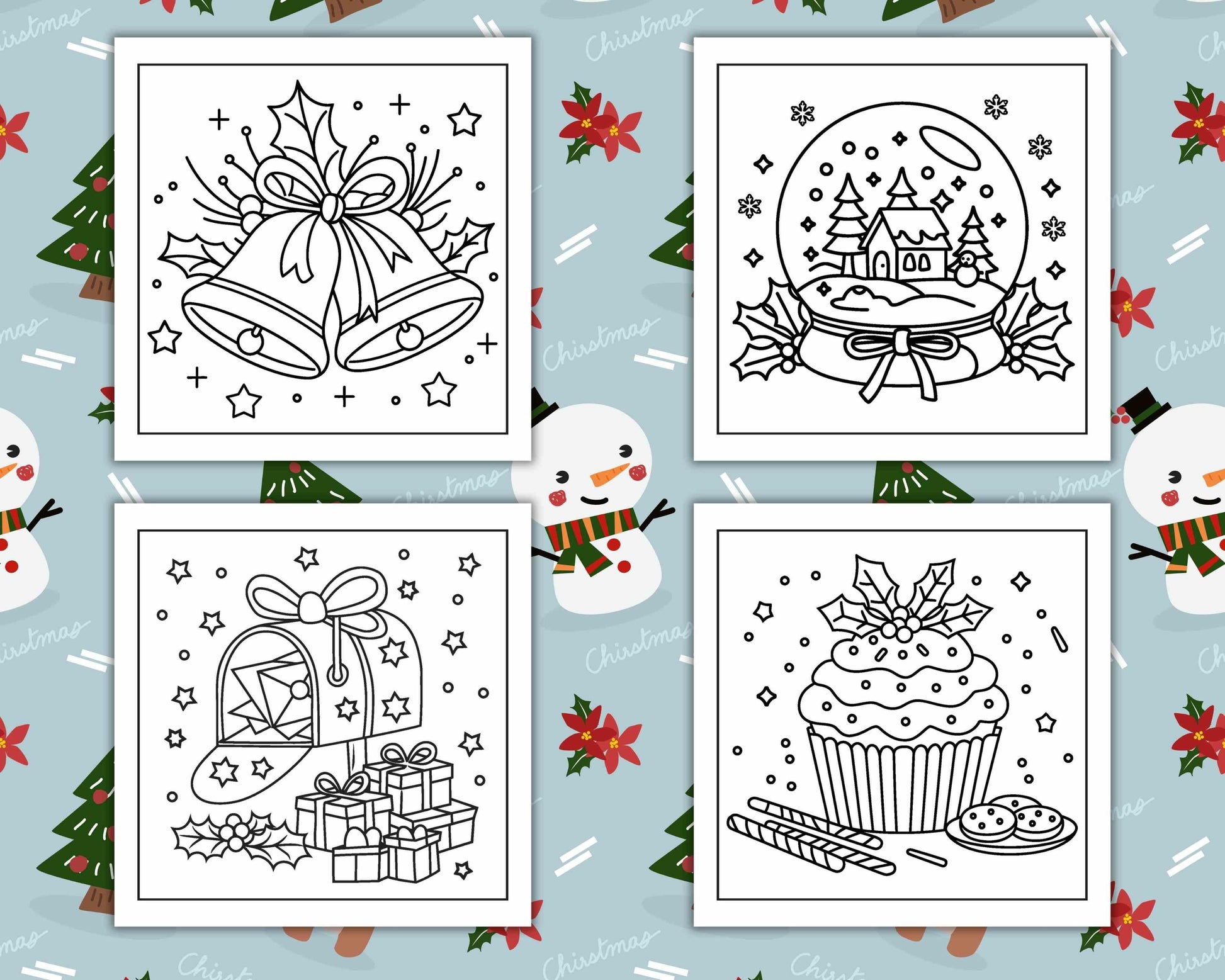 72 Bold and Easy Cute Christmas Coloring Pages - RASPIEE