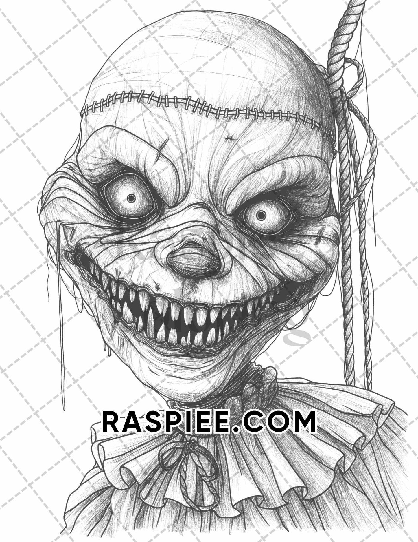 50 Spooky Monsters Halloween Adult Coloring Pages Printable PDF Instant Download - RASPIEE