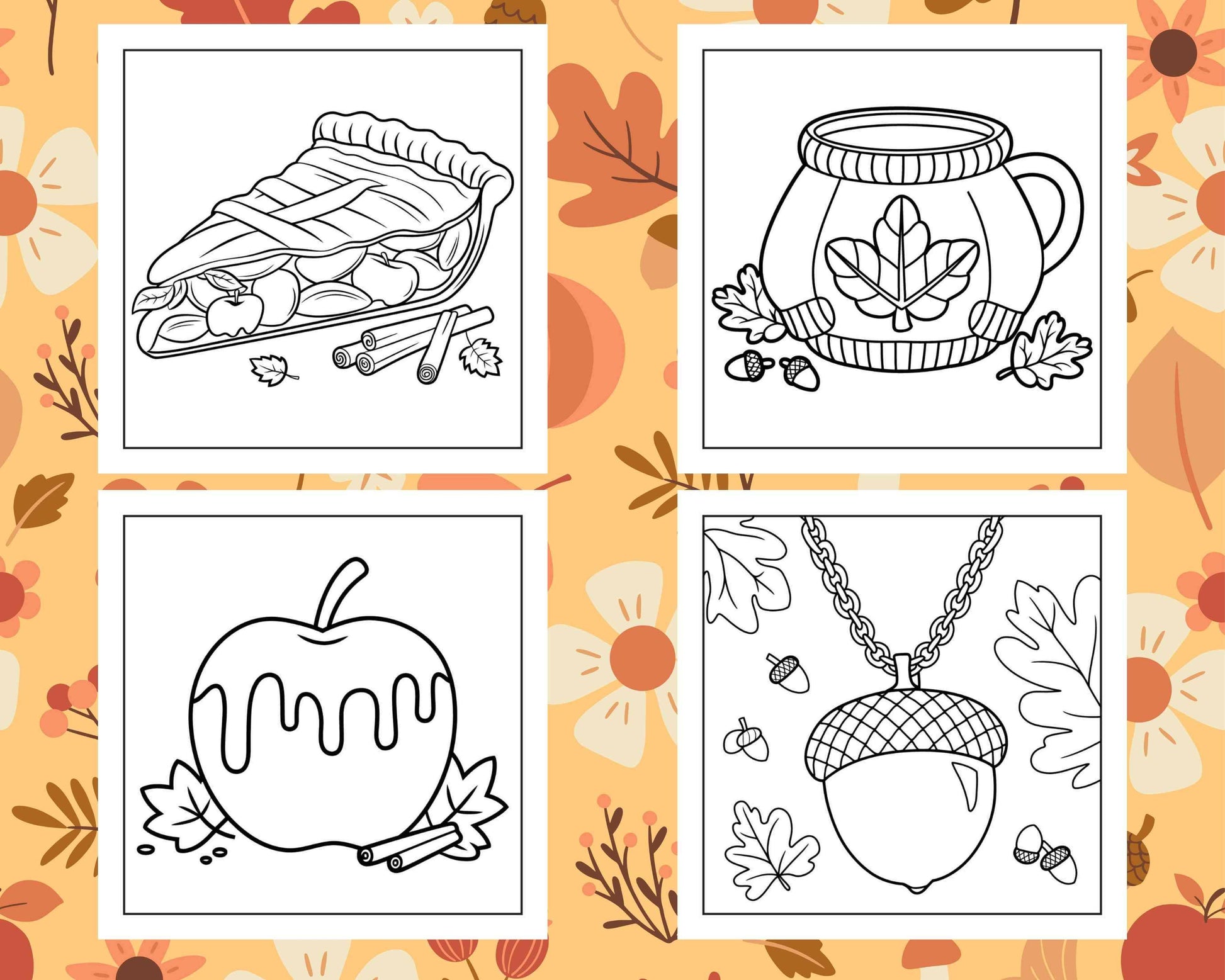 76 Bold and Easy Fall Vibes Coloring Pages Printable PDF Instant Download - RASPIEE