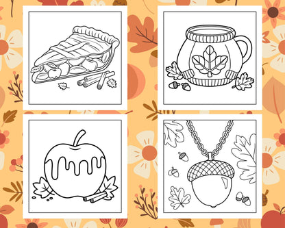 76 Bold and Easy Fall Vibes Coloring Pages Printable PDF Instant Download - RASPIEE