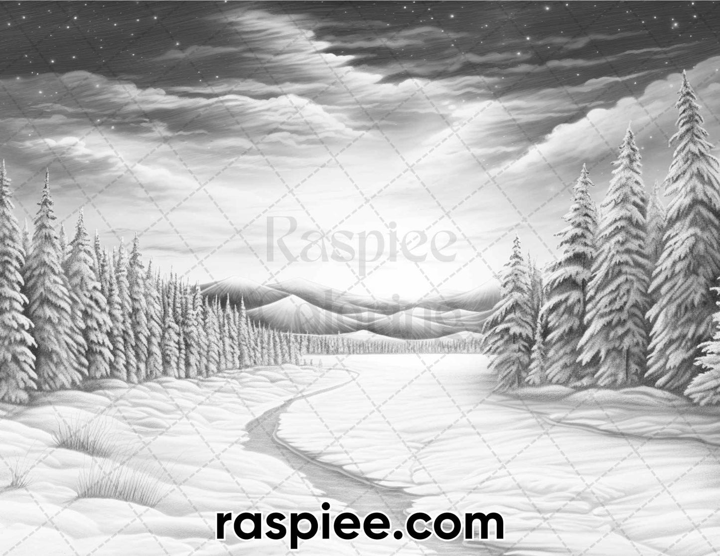 winter coloring pages for adults, landscapes coloring pages for adults, adult coloring pages, adults coloring sheets, adult coloring book printable