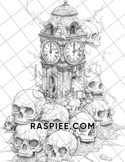 Halloween Surreal Adult Coloring Pages Printable PDF Instant Download - RASPIEE