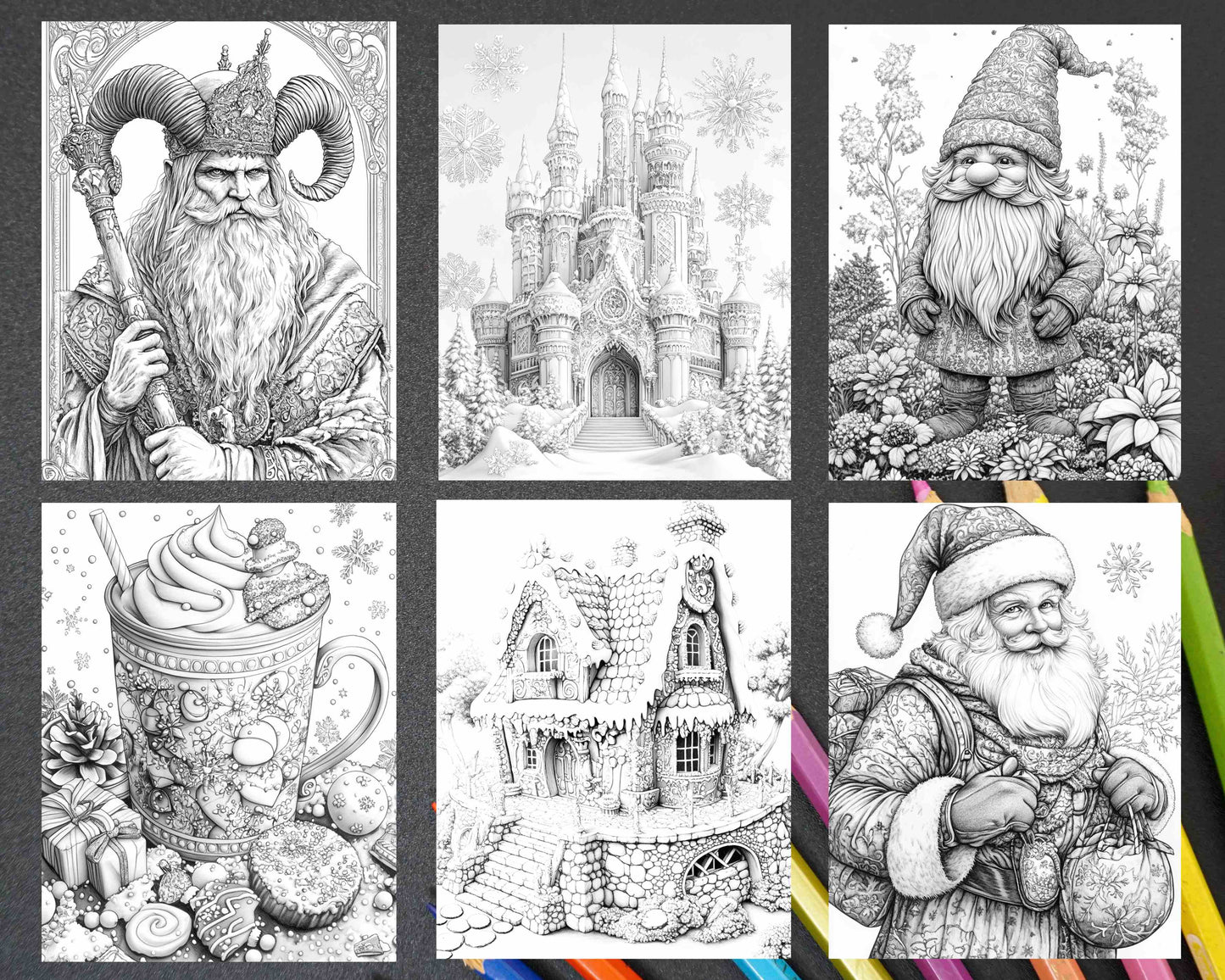 68 Christmas Fantasy Adult Coloring Pages