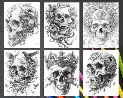 adult coloring pages, adult coloring sheets, adult coloring book pdf, adult coloring book printable, grayscale coloring pages, grayscale coloring books, skull art coloring pages for adults, skull art coloring book, grayscale illustration, gothic adult coloring pages, halloween coloring pages, halloween coloring book