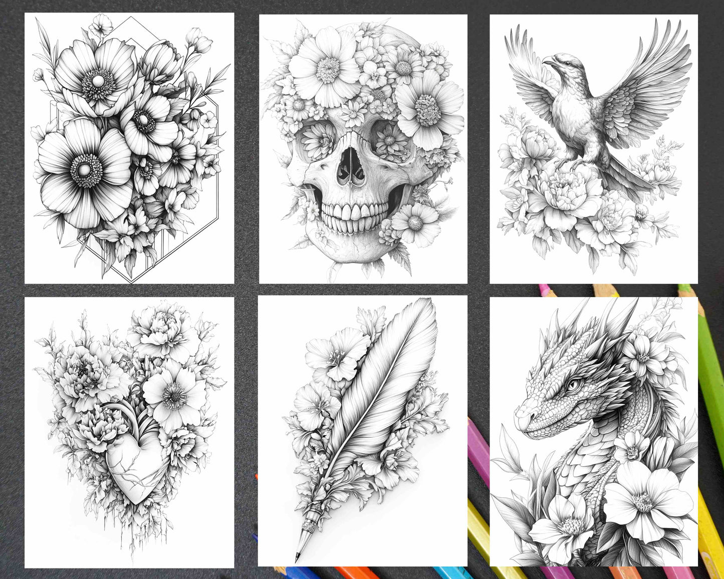 77 Flower Tattoos Adult Coloring Pages - RASPIEE