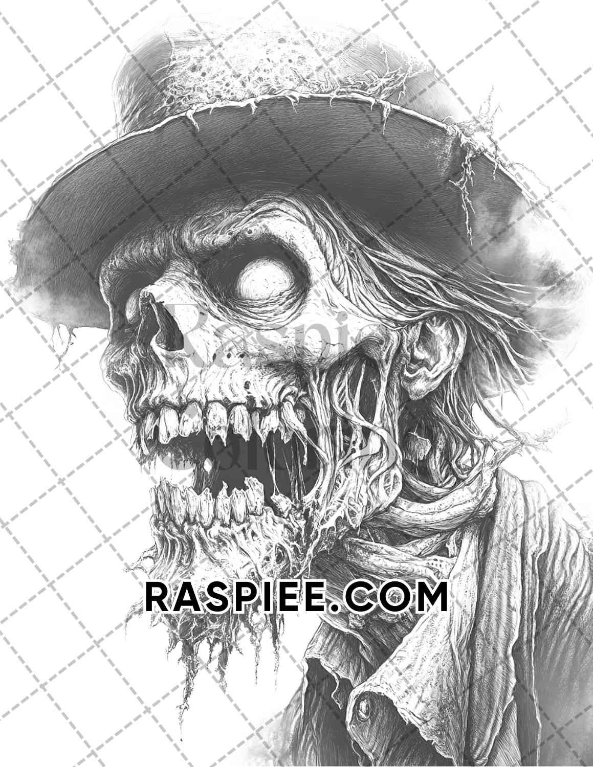 Victorian Zombies Halloween Adult Coloring Pages Printable PDF