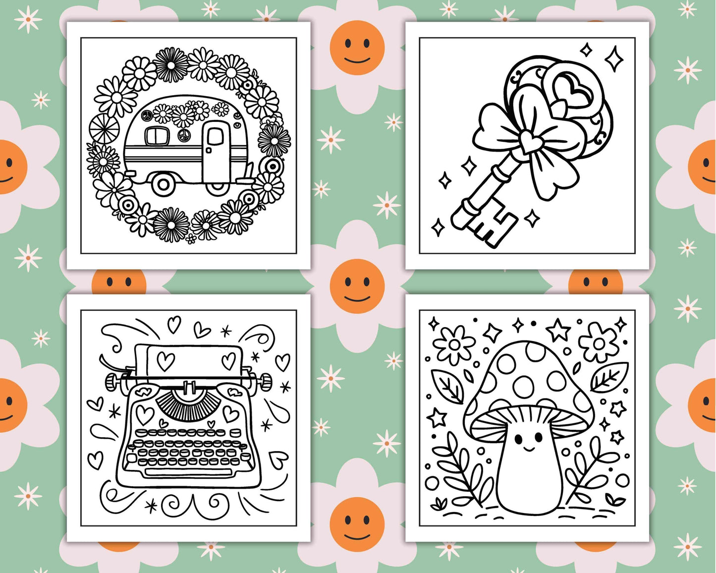 127 Bold and Easy Cute Groovy Coloring Pages - RASPIEE