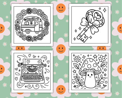 127 Bold and Easy Cute Groovy Coloring Pages - RASPIEE