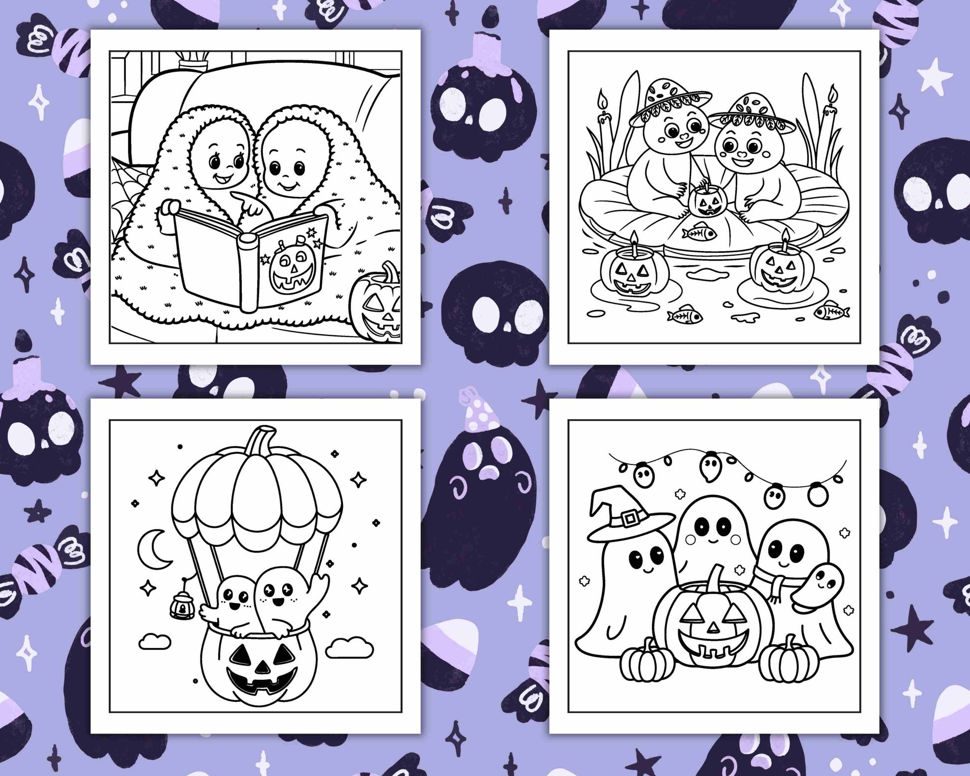 117 Bold and Easy Spooky Besties Halloween Coloring Pages - RASPIEE