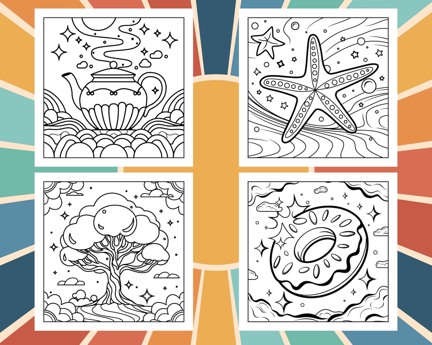 53 Bold and Easy Trippy Groovy Coloring Pages Printable PDF Instant Download