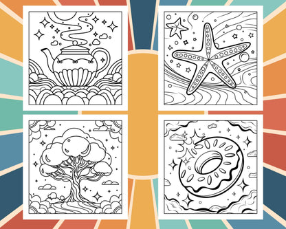 53 Bold and Easy Trippy Groovy Coloring Pages Printable PDF Instant Download