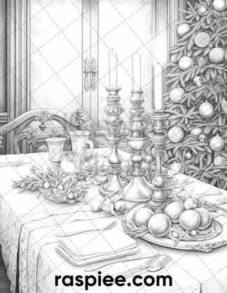 60 Merry Christmas Grayscale Coloring Pages Printable for Adult, Holid ...