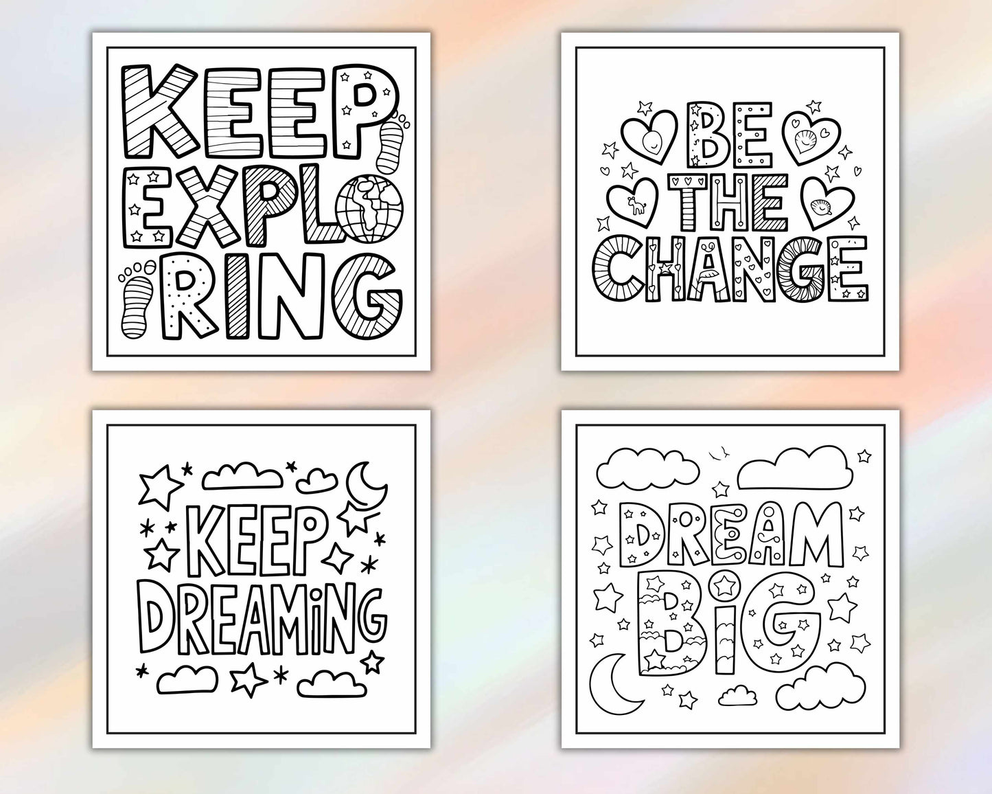 120 Bold and Easy Motivational Word Coloring Pages