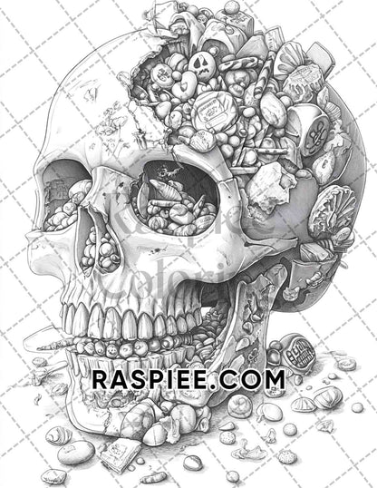 Spooky Desserts Halloween Adult Coloring Pages Printable PDF