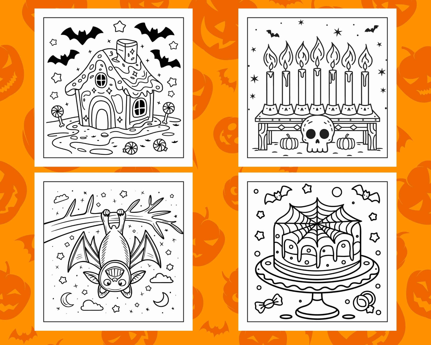 100 Bold and Easy Cute Halloween Coloring Pages Printable PDF Instant Download - RASPIEE