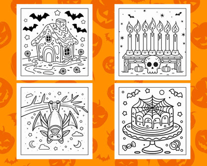 100 Bold and Easy Cute Halloween Coloring Pages Printable PDF Instant Download - RASPIEE