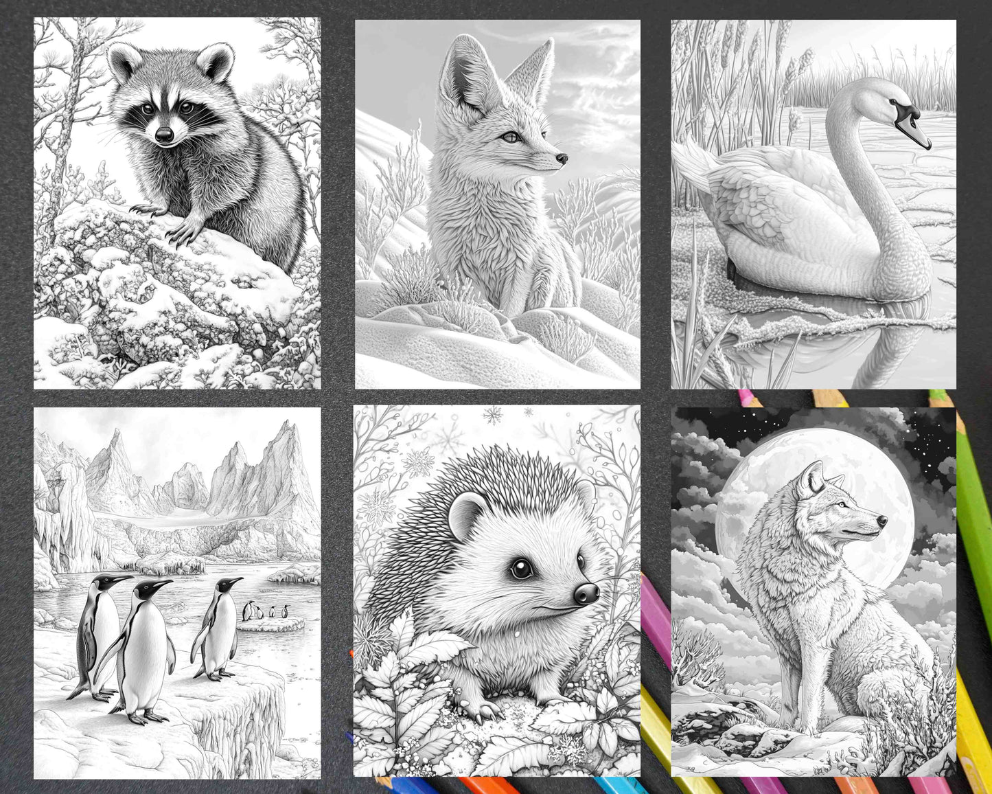 86 Winter Animals Adult Coloring Pages