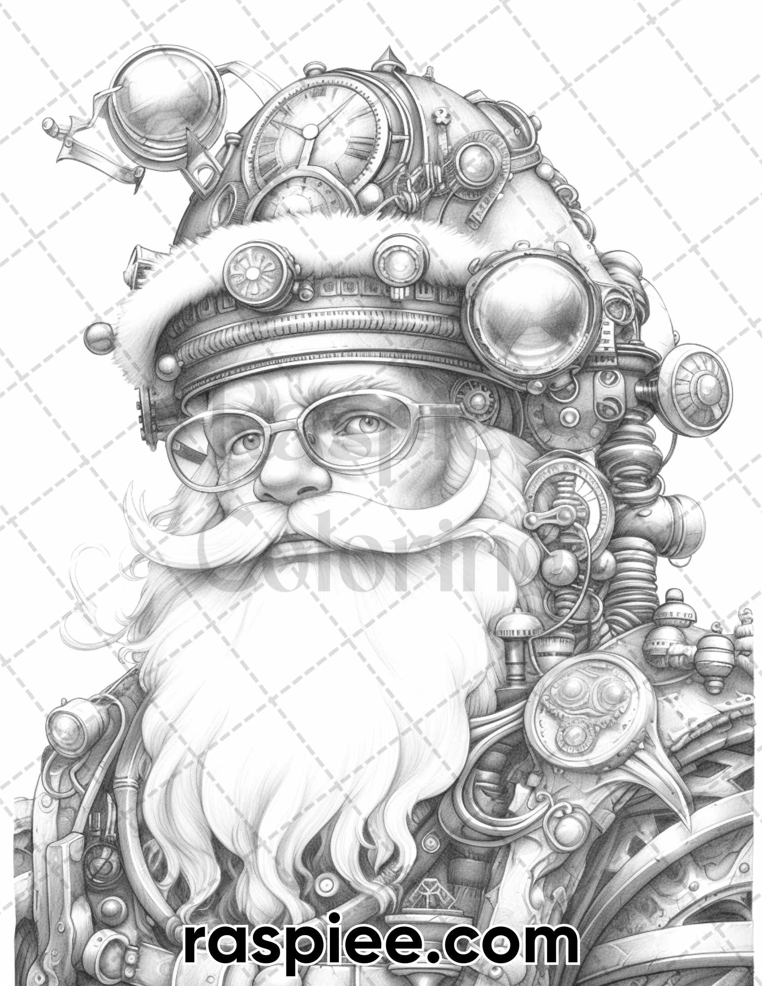 Steampunk Santa Claus Coloring Pages, Grayscale Coloring Pages for Adults, Adult Coloring Page Download, Christmas Coloring Pages, Christmas Coloring Pages for Adults, Xmas Coloring Pages, Portrait Coloring Pages for Adults, Steampunk Coloring Pages, Santa Claus Coloring Pages, Christmas Coloring Sheets