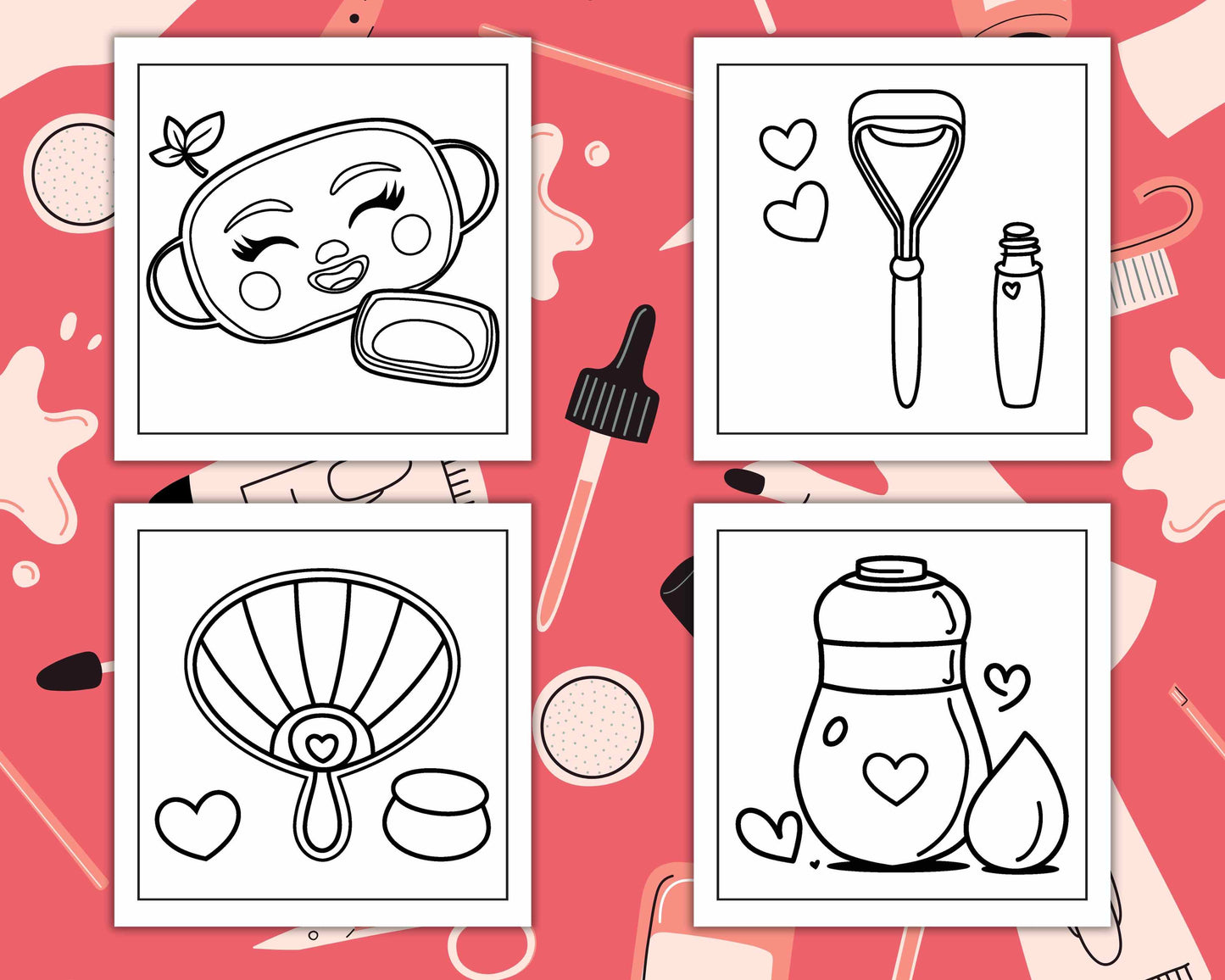 63 Bold and Easy Cosmetics Coloring Pages Printable PDF Instant Download