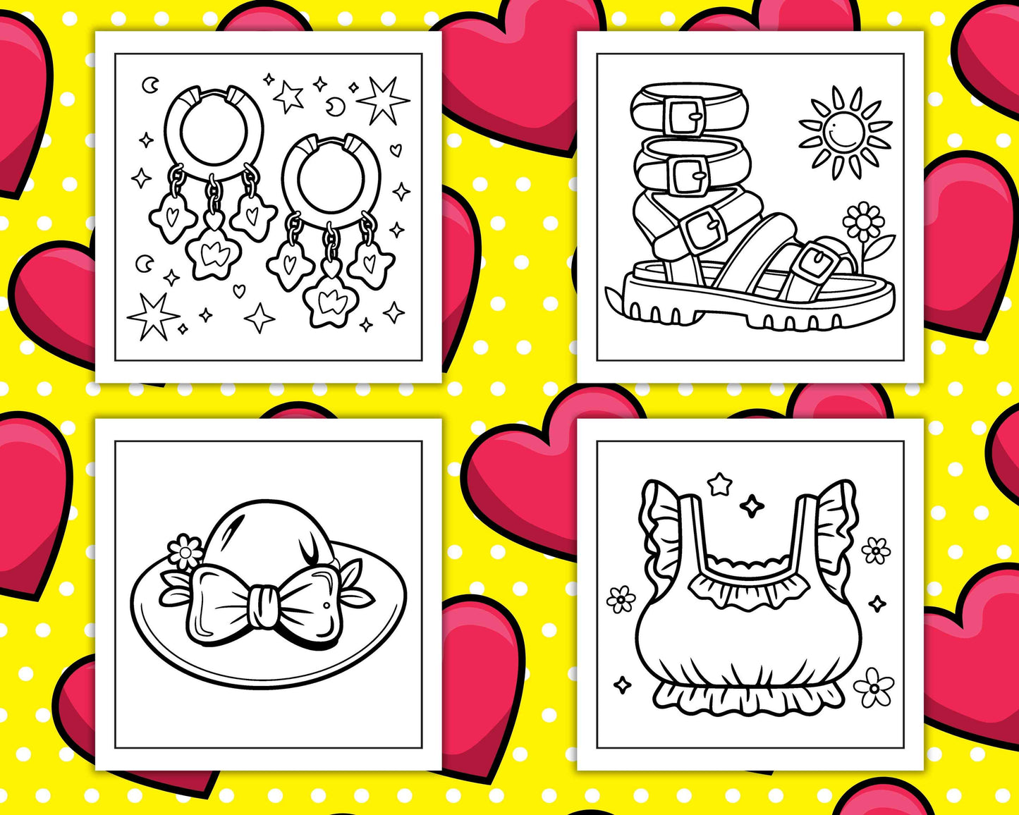 62 Bold and Easy Fashion Vibes Coloring Pages Printable PDF Instant Download