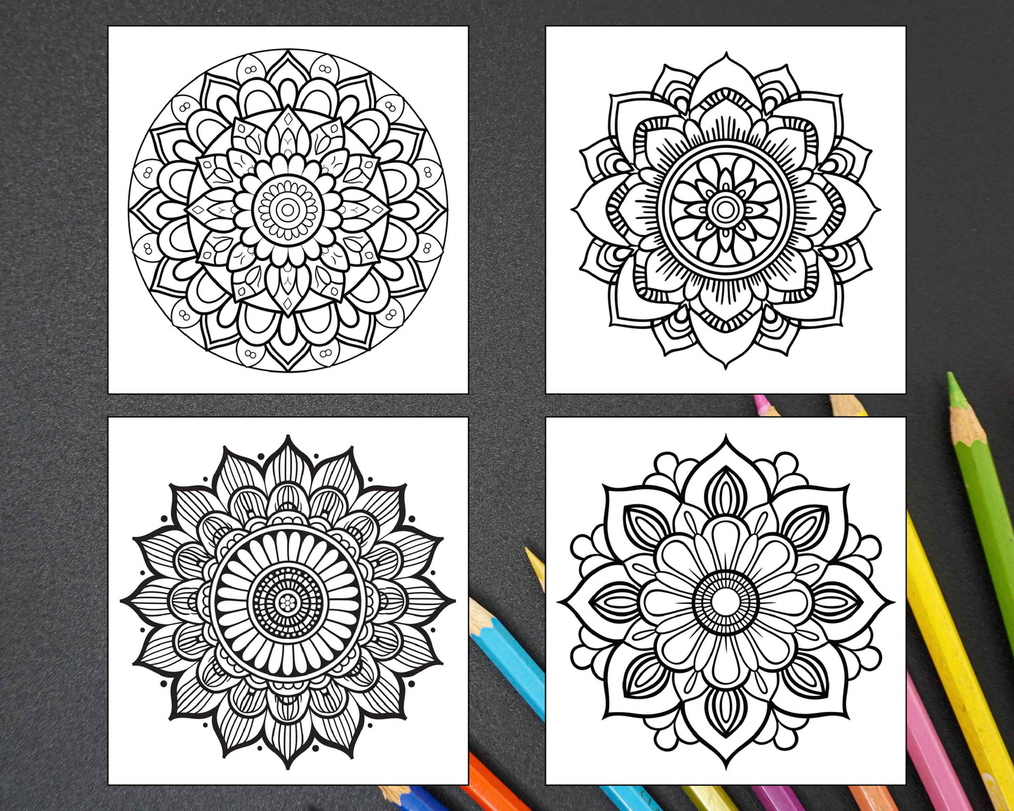 250 Mandala Adult Coloring Pages Vol.1 - RASPIEE