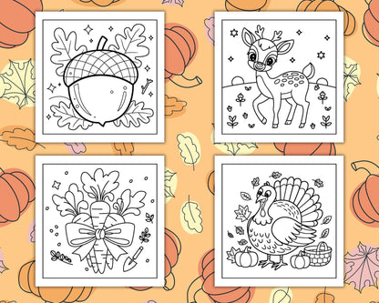 108 Bold and Easy Thanksgiving Coloring Pages Printable PDF Instant Download - RASPIEE