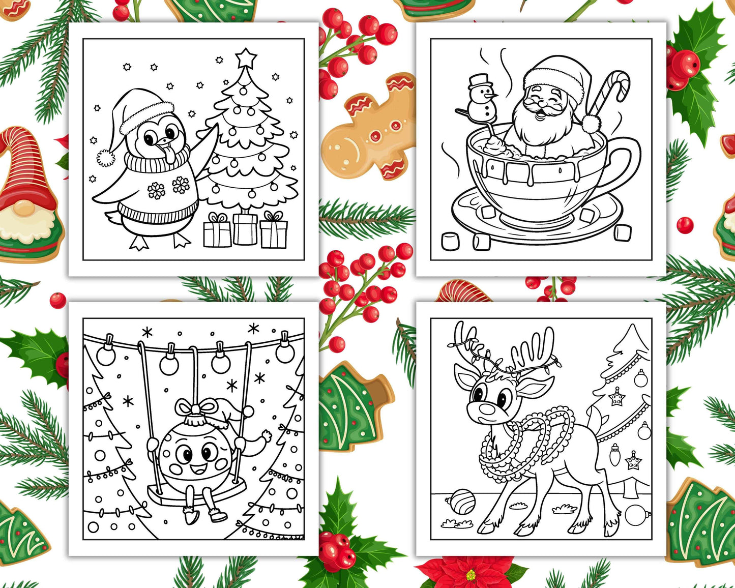 90 Bold and Easy Merry Christmas Coloring Pages - RASPIEE