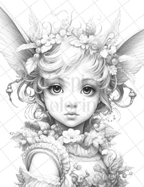 45 Adorable Chibi Fairy Grayscale Coloring Pages Printable for Adults ...