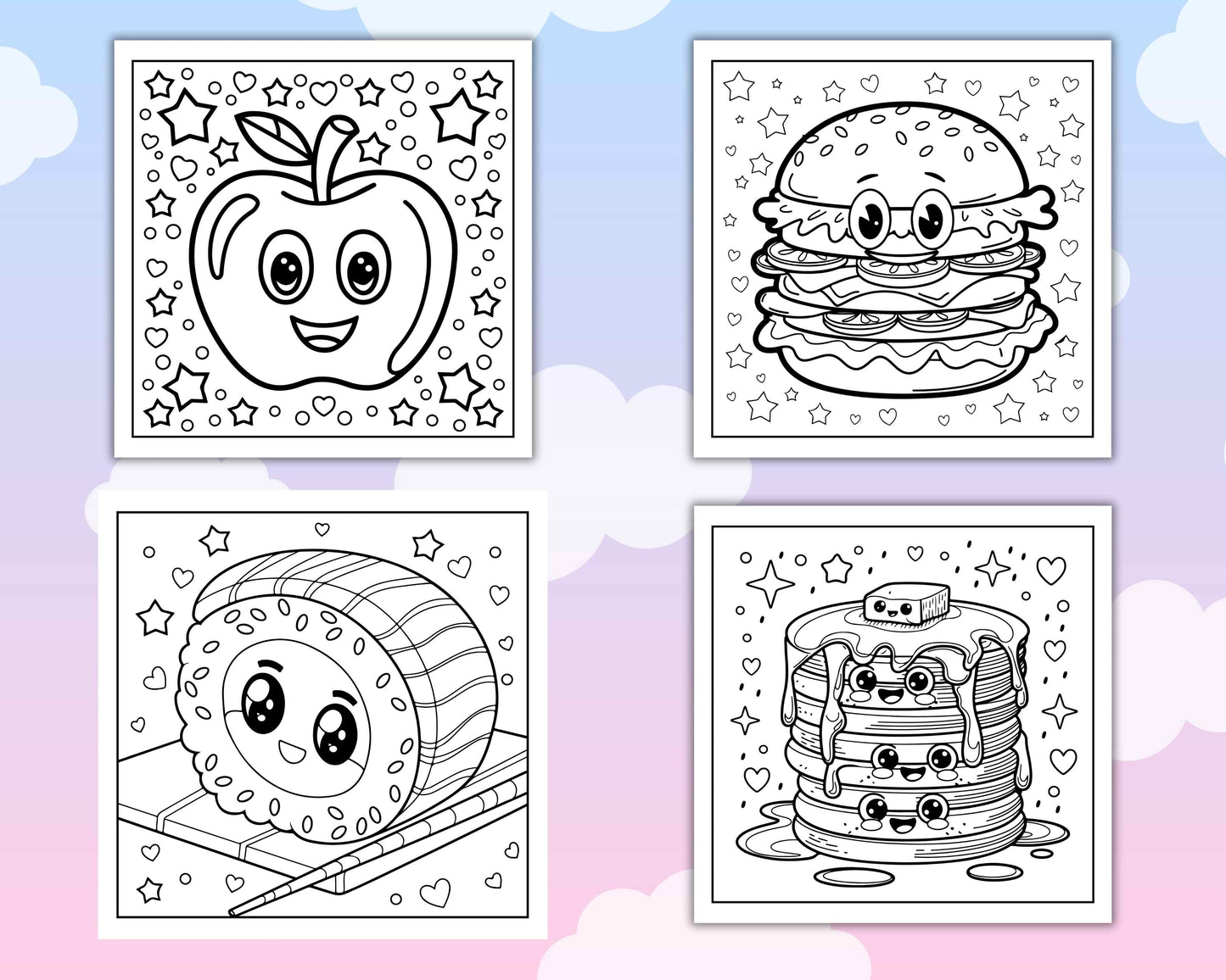 160 Bold and Easy Kawaii Food Coloring Pages - RASPIEE