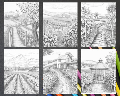 adult coloring pages, adult coloring sheets, adult coloring book pdf, adult coloring book printable, grayscale coloring pages, grayscale coloring books, spring coloring pages for adults, spring coloring book pdf, landscapes coloring pages, spring vineyard coloring pages