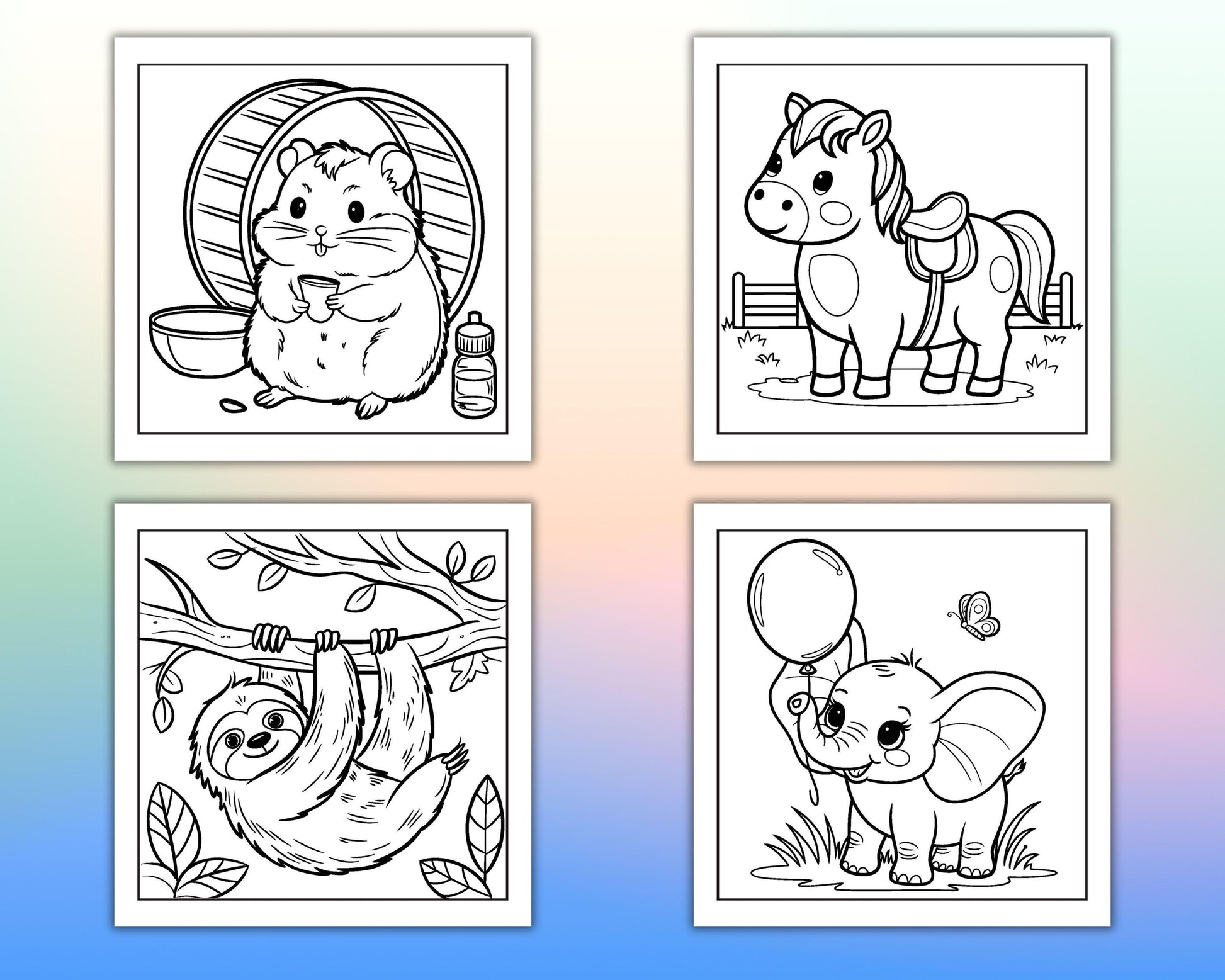 84 Bold and Easy Cute Animal Coloring Pages - RASPIEE