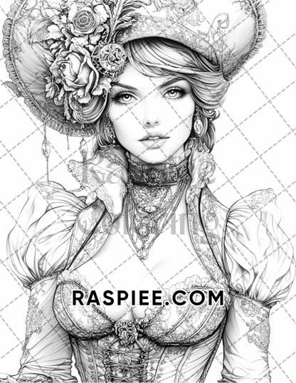 Steampunk Halloween Adult Coloring Pages Printable PDF Instant Download