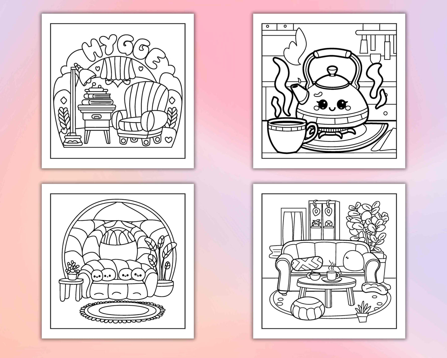 126 Bold and Easy Hygge Place Coloring Pages - RASPIEE