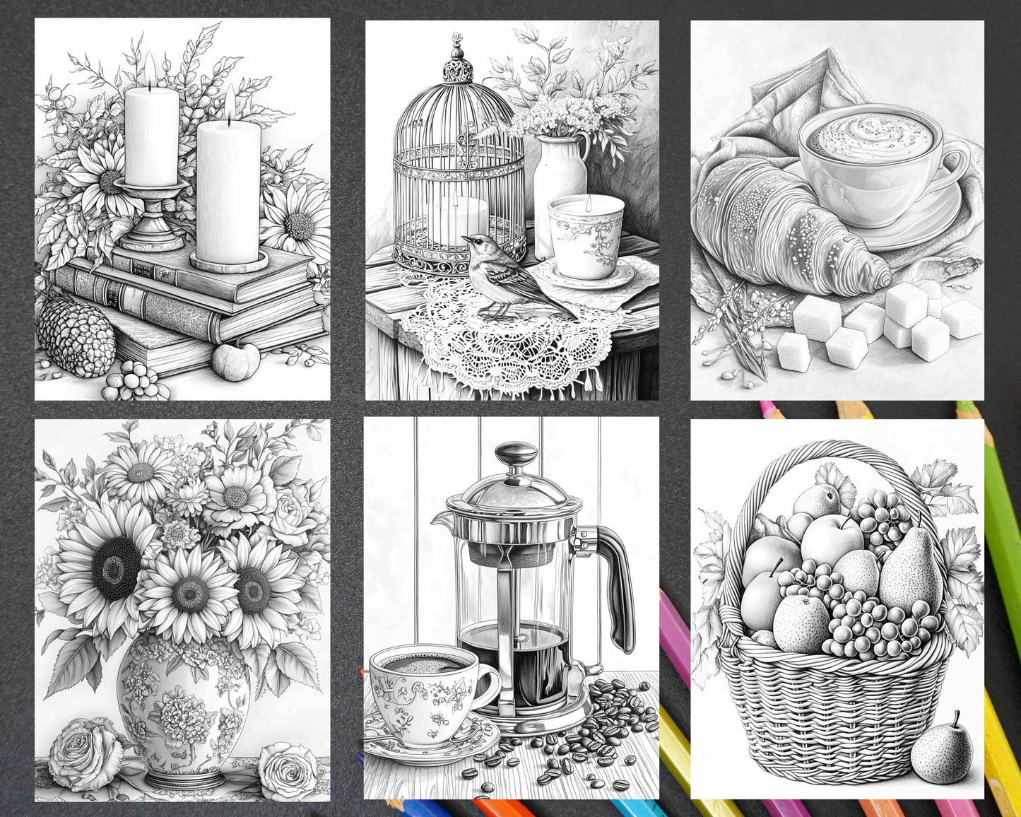 80 Still Life Adult Coloring Pages - RASPIEE