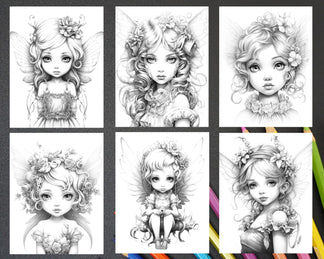 45 Adorable Chibi Fairy Grayscale Coloring Pages Printable for Adults ...