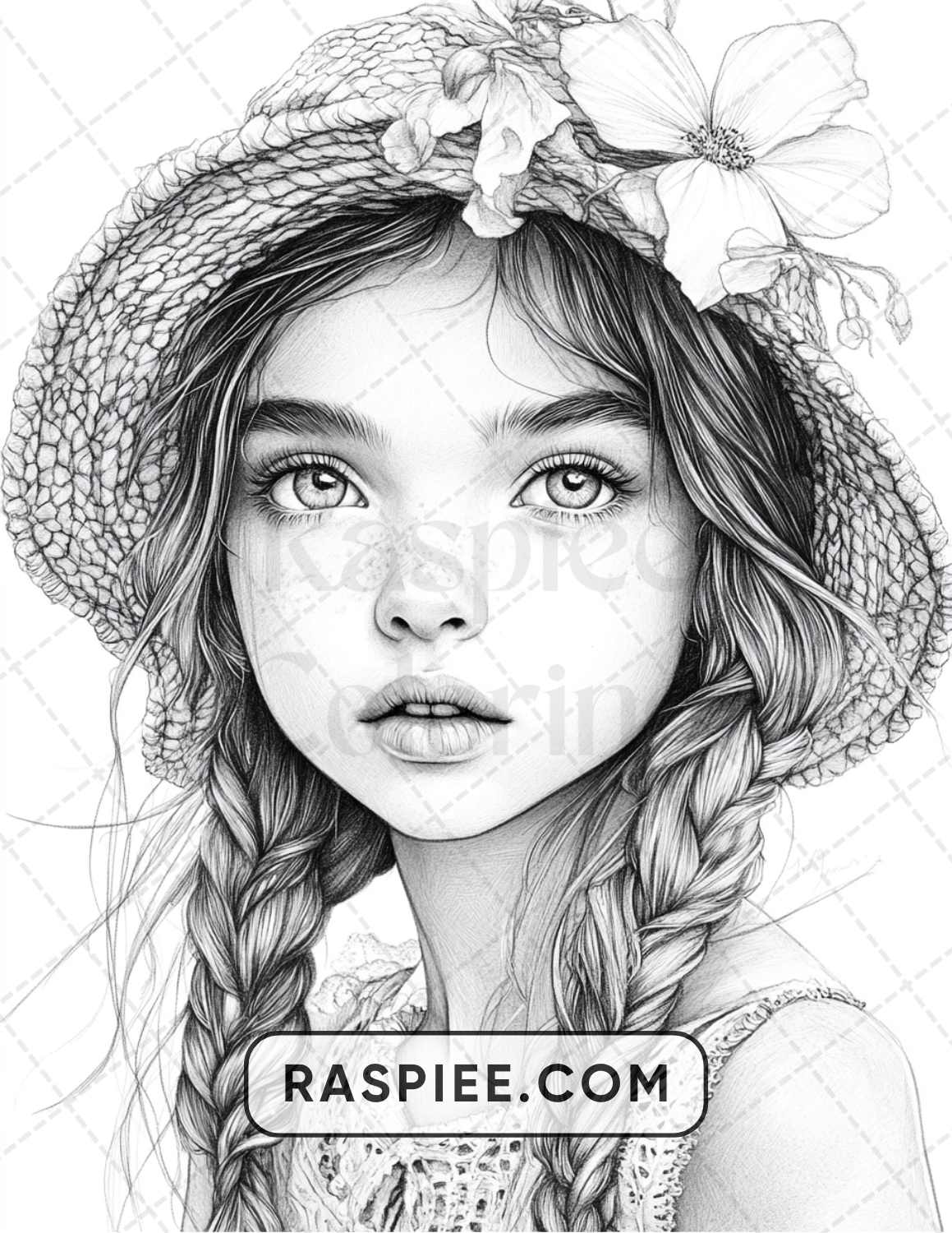 88 Bohemian Little Girls Portrait Adult Coloring Pages