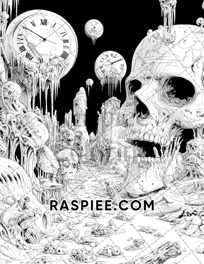 Nightmarish Creatures Halloween Adult Coloring Pages Printable PDF Instant Download