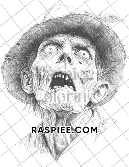 Victorian Zombies Halloween Adult Coloring Pages Printable PDF