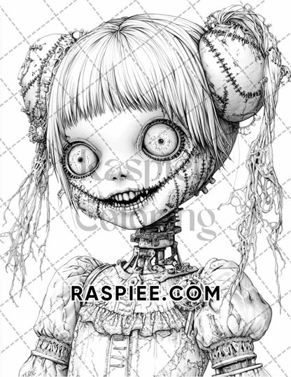 Steampunk Halloween Adult Coloring Pages Printable PDF Instant Download