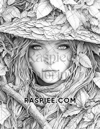 Enchanted Witches Adult Coloring Pages Printable PDF Instant Download - RASPIEE